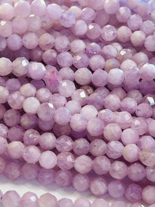 5MM Kunzite Round Faceted Beads, AAA Quality, Length 40cm -Natural Kunzite Beads-Purple Color , AAA quality origin brazil