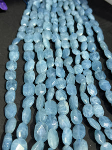 Aquamarine faceted Nuggets, size 14X20 approx AAA Quality Faceted tumble shape, Length 15.5"