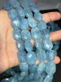 Aquamarine faceted Nuggets, size 14X20 approx AAA Quality Faceted tumble shape, Length 15.5"