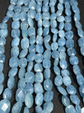 Aquamarine faceted Nuggets, size 14X20 approx AAA Quality Faceted tumble shape, Length 15.5"