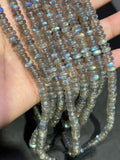 5MM Labradorite Roundel Shape, Top Quality Roundel , Length 14" . Blue fire Labradorite Beads