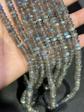 6MM Labradorite Roundel Shape, Top Quality Roundel , Length 14" . Blue fire Labradorite Beads