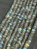 5MM Labradorite Roundel Shape, Top Quality Roundel , Length 14" . Blue fire Labradorite Beads