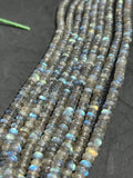 5MM Labradorite Roundel Shape, Top Quality Roundel , Length 14" . Blue fire Labradorite Beads