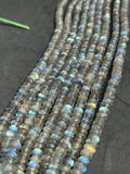 6MM Labradorite Roundel Shape, Top Quality Roundel , Length 14" . Blue fire Labradorite Beads