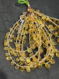 Citrine faceted Drop Shape 5X8, Length 8 Inch . Natural citrine Drop shape, citrine briolette