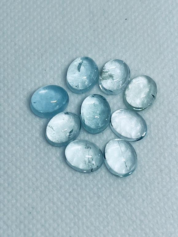 9X11MM Aquamarine Cabochon Pack of 2 Pcs - AAA Quality cabs- Natural Aquamarine Cabs