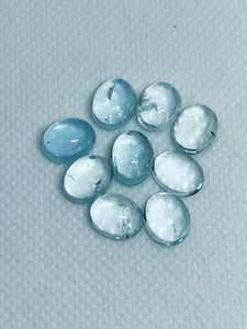 Aquamarine Cabochon 7X9mm Pack of 4 Pcs - AAA Quality cabs- Natural Aquamarine Cabs