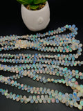 Ethiopian Opal Faceted Drops Beads • Code # E2 • 6x4 to 10x6 mm Size • Length 16 Inch • 100% Natural Ethiopian Opal Briolettes