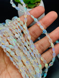 Ethiopian Opal Faceted Pear Beads • Code # E6 • Size 6x4 to 8x5 mm • Length 16 Inch • 100% Natural Ethiopian Opal Briolettes