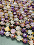 Auralite 23 Cacoxenite Amethyst Quartz • 7X8 mm Size • 40 cm Length • Natural Auralite Faceted Nugget Beads • AAA Quality