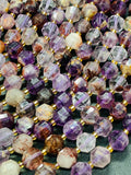 Auralite 23 Cacoxenite Amethyst Quartz • 9x10 mm Size • 40 cm Length • Natural Auralite Faceted Nugget Beads • AAA Quality