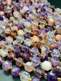 Auralite 23 Cacoxenite Amethyst Quartz • 9x10 mm Size • 40 cm Length • Natural Auralite Faceted Nugget Beads • AAA Quality