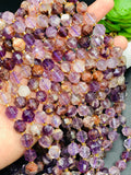 Auralite 23 Cacoxenite Amethyst Quartz • 9x10 mm Size • 40 cm Length • Natural Auralite Faceted Nugget Beads • AAA Quality