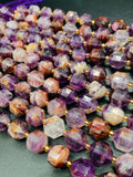 Auralite 23 Cacoxenite Amethyst Quartz • 10x12 mm Size • 40 cm Length • Natural Auralite Faceted Nugget Beads • AAA Quality