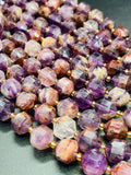 Auralite 23 Cacoxenite Amethyst Quartz • 10x12 mm Size • 40 cm Length • Natural Auralite Faceted Nugget Beads • AAA Quality