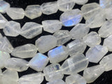 Rainbow Moonstone Faceted Nugget Beads, 10X14 mm Approx Size,AAA Quality Rainbow Moonstone Faceted Tumble, Length 10 Inch