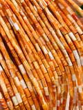 Spiny Oyster Shell Tube Beads • 3x6 mm Size • 40 cm length • AAA Quality • Natural Spiny Oyster Orange/Red Color • Origin Mexico