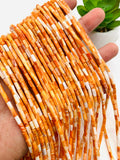 Spiny Oyster Shell Tube Beads • 3x6 mm Size • 40 cm length • AAA Quality • Natural Spiny Oyster Orange/Red Color • Origin Mexico