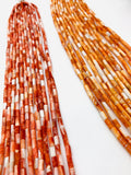 Spiny Oyster Shell Tube Beads • 3x6 mm Size • 40 cm length • AAA Quality • Natural Spiny Oyster Orange/Red Color • Origin Mexico