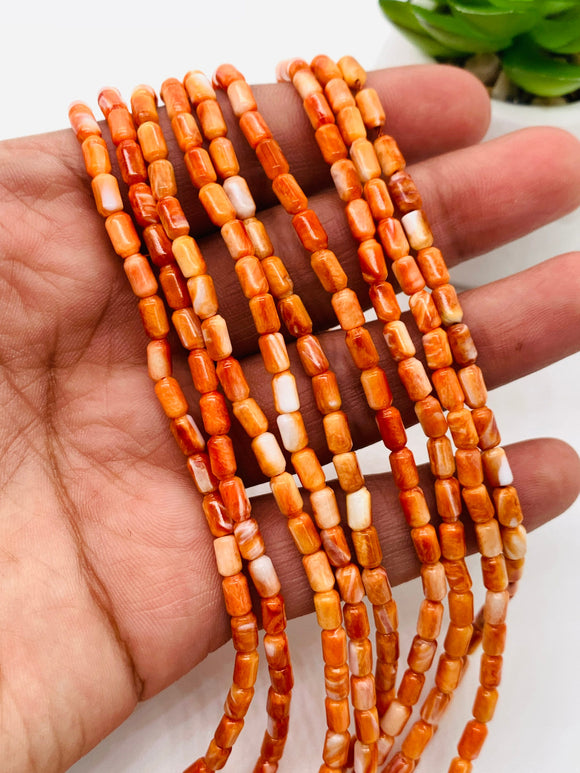 Spiny Oyster Shell  Beads • 3x5 mm Size • 40 cm length • AAA Quality • Natural Spiny Oyster Orange Color • Origin Mexico