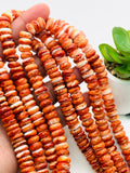 Spiny Oyster Shell Roundel Beads • 10 mm Size • 40 cm length • AAA Quality • Natural Spiny Oyster Dark Orange Color • Origin Mexico