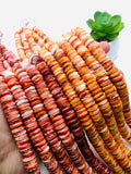 Spiny Oyster Shell Roundel Beads • 12 mm Size • 40 cm length • AAA Quality • Natural Spiny Oyster Dark Orange/Red Color • Origin Mexico