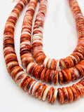 Spiny Oyster Shell Roundel Beads • 14 mm Size • 40 cm length • AAA Quality • Natural Spiny Oyster Dark Orange Color • Origin Mexico