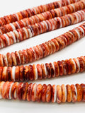 Spiny Oyster Shell Roundel Beads • 14 mm Size • 40 cm length • AAA Quality • Natural Spiny Oyster Dark Orange Color • Origin Mexico