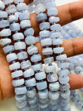 Blue Lace Agate Faceted Roundel Beads • 8-9 mm Size • 40 Cm Strand • Good Quality • 100% Natural Blue Lace Agate Beads