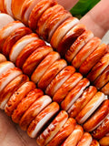 Spiny Oyster Roundel Beads • 20 mm Size • 40 cm length • AAA Quality • Natural Spiny Oyster Dark Orange Color • Origin Mexico