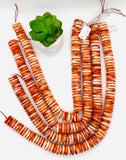 Spiny Oyster Roundel Beads • 18 mm Size • 40 cm length • AAA Quality • Natural Spiny Oyster Dark Orange Color • Origin Mexico