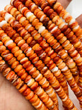 Spiny Oyster Shell Roundel Beads • 8 mm Size • 40 cm length • AAA Quality • Natural Spiny Oyster Orange Color • Origin Mexico