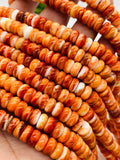 Spiny Oyster Shell Roundel Beads • 8 mm Size • 40 cm length • AAA Quality • Natural Spiny Oyster Orange Color • Origin Mexico