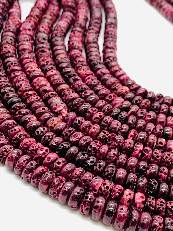 Spiny Oyster Roundel Beads • 10 mm Size • 40 cm length • AAA Quality • Natural Spiny Oyster Purple Color • Origin Mexico • Rare Available