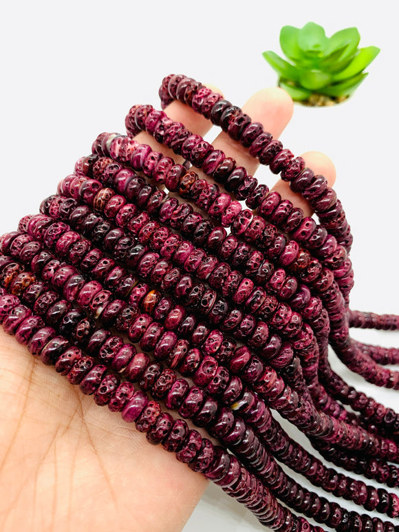 Spiny Oyster Roundel Beads •8 mm Size • 40 cm length • AAA Quality • Natural Spiny Oyster Purple Color • Origin Mexico • Rare Available