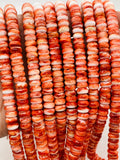 Spiny Oyster Roundel Beads • 8 mm Size • 40 cm length • AAA Quality • Natural Spiny Oyster Dark Orange Color • Origin Mexico