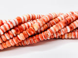 Spiny Oyster Roundel Beads • 8 mm Size • 40 cm length • AAA Quality • Natural Spiny Oyster Dark Orange Color • Origin Mexico