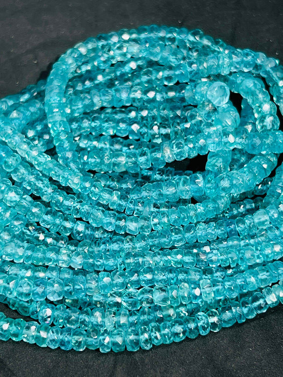 Apatite Faceted 3MM Roundel,AAA Quality Faceted,- length 14 Inch , natural Apatite Beads