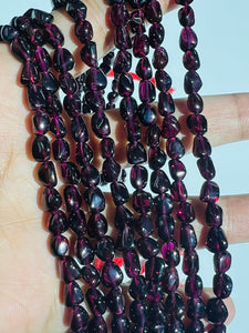 Garnet Nugget Beads, Small size tumble shape ,size 5-6 mm, length 14”