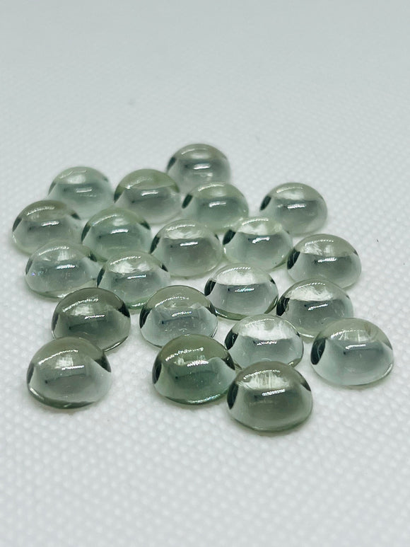 6MM Prasiolite Round Cabs - Pack of 6 Pcs - AAA Quality - Natural  color -  Natural Prasiolite Stone- Green Amethyst loose stone
