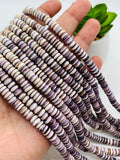 Wampum Quahog Shell Roundel Beads • 6 mm Size • 40 cm length • AAA Quality • Natural Wampum Shell • Purple Color • Origin East Coast USA