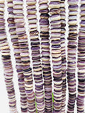 Wampum Quahog Shell Roundel Beads • 8 mm Size • 40 cm length • AAA Quality • Natural Wampum Shell • Purple Color • Origin East Coast USA