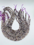 Wampum Quahog Shell Roundel Beads • 8 mm Size • 40 cm length • AAA Quality • Natural Wampum Shell • Purple Color • Origin East Coast USA