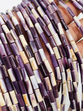Wampum Quahog Shell Tube Beads • 4x14 mm Size • 40 cm length • AAA Quality • Natural Wampum Shell • Purple Color • Origin East Coast USA
