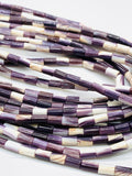 Wampum Quahog Shell Tube Beads • 3x5 mm Size • 40 cm length • AAA Quality • Natural Wampum Shell • Purple Color • Origin East Coast USA