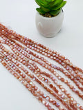 Pink Mother of Pearl Shell Flower Beads • 6 mm Size • 40 cm length • AAA Quality • Natural Pink Mother of Pearl Faceted Flower