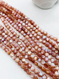 Pink Mother of Pearl Shell Flower Beads • 6 mm Size • 40 cm length • AAA Quality • Natural Pink Mother of Pearl Faceted Flower