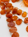 Carnelian Faceted Pear Beads • 13x18-19 mm Size • Length 8 Inch • Natural Carnalian Briolette • Total 14 beads