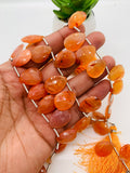 Carnelian Faceted Pear Beads • 13x18-19 mm Size • Length 8 Inch • Natural Carnalian Briolette • Total 14 beads